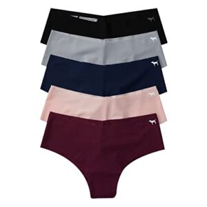 victoria's secret pink no show cheekster, 5 pack panties for women (m)