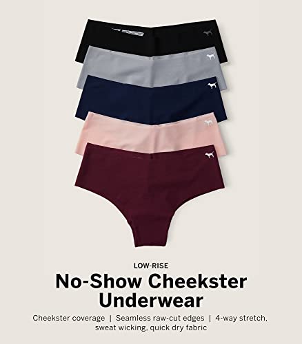 Victoria's Secret PINK No Show Cheekster, 5 Pack Panties for Women (M)