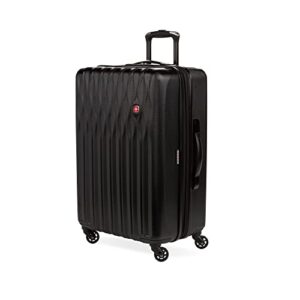 swissgear 8018 hardside expandable luggage with spinner wheels, black, checked-medium 24-inch