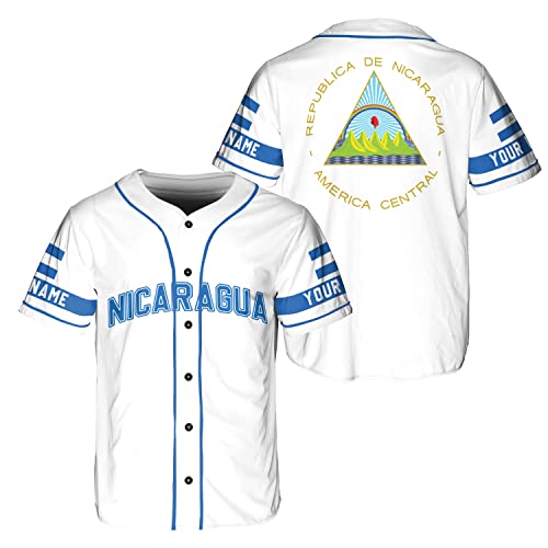 Royal Fight Personalized Nicaragua Baseball Jersey Shirt Nicaraguan Camisas Shirts Nicaragua Baseball Shirt for Men Women (Nicaragua 4)