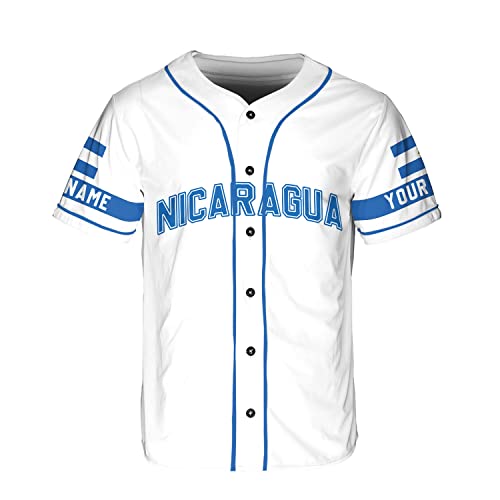 Royal Fight Personalized Nicaragua Baseball Jersey Shirt Nicaraguan Camisas Shirts Nicaragua Baseball Shirt for Men Women (Nicaragua 4)