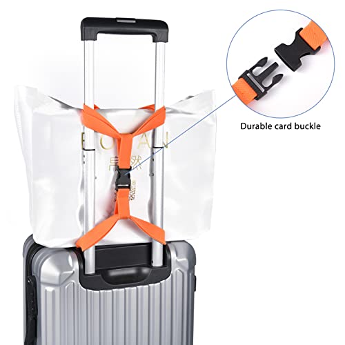 XINRUI 2 Pack Luggage Bungee Straps, Adjustable Suitcase Travel Belts for Luggage Over Handle Portable Straps Add a Bag Elastic Airport Accessories with Buckles for Baggage Handbag(Orange)