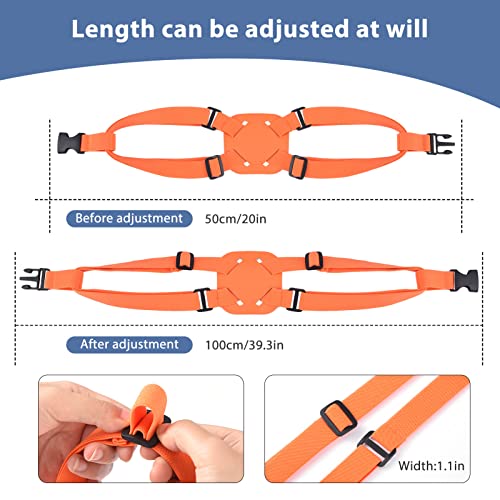 XINRUI 2 Pack Luggage Bungee Straps, Adjustable Suitcase Travel Belts for Luggage Over Handle Portable Straps Add a Bag Elastic Airport Accessories with Buckles for Baggage Handbag(Orange)