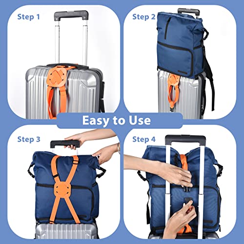 XINRUI 2 Pack Luggage Bungee Straps, Adjustable Suitcase Travel Belts for Luggage Over Handle Portable Straps Add a Bag Elastic Airport Accessories with Buckles for Baggage Handbag(Orange)