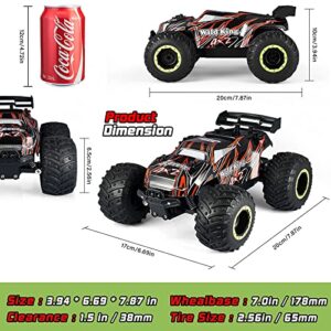 RC Cars with LED Lights, 1:18 Scale All Terrain Remote Control Car, 2.4 GHz Off-Road 25 Km/h Monster Truck Racing Cars with LED Bodylight, 60 Min Playtime, Xmas Toys Gifts for 4-7 8-12 Kids Boys