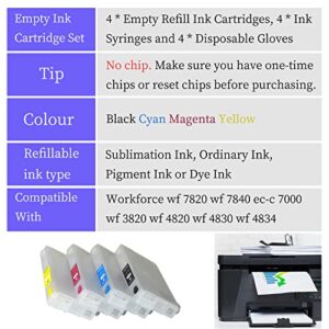 802XL 802 T802 Sublimation Ink Cartridges No Chip 812 812XL T812XL Replacement Refillable Ink Cartridges Without Chip & Ink for WF-7820 WF-7830 WF-7840 WF-7310 WF-7835 WF-7845 EC-C7000 Printers