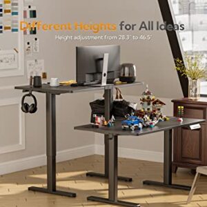 Claiks Electric Standing Desk, Adjustable Height Stand up Desk, 55x24 Inches Sit Stand Home Office Desk with Splice Board, Black Frame/Black Top