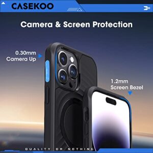 CASEKOO Magnetic Designed for iPhone 14 Pro Max Case with Invisible Stand[Military Drop Protection][Compatible with MagSafe][Anti-Scratch]3 Layers Shockproof Anti Slip Phone Case for Men 6.7Inch,Black