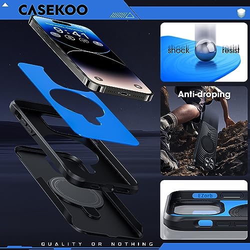 CASEKOO Magnetic Designed for iPhone 14 Pro Max Case with Invisible Stand[Military Drop Protection][Compatible with MagSafe][Anti-Scratch]3 Layers Shockproof Anti Slip Phone Case for Men 6.7Inch,Black