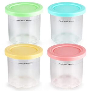 anbige replacement parts 4 pack creami pints and lids, compatible with ninja creami ice cream maker nc301 nc300 nc299amz cn305a cn301co series