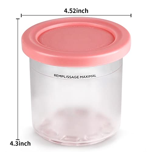 Anbige Replacement Parts 4 Pack Creami Pints and Lids, Compatible with Ninja CREAMi Ice Cream Maker NC301 NC300 NC299AMZ CN305A CN301CO Series