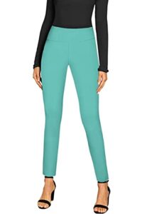 hybrid women stretch skinny dress pants pull on office leggings trousers kp45002skx 1073t mint 2x