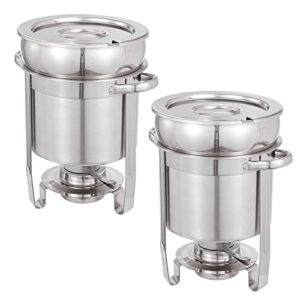 jollebone upgraded 2 pack soup chafer, 7 qt stainless steel round soup warmer, soup chafer with pot lid and fuel holder for parties buffet wedding banquets commercial grade