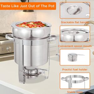 Jollebone Upgraded 2 Pack Soup Chafer, 7 QT Stainless Steel Round Soup Warmer, Soup Chafer with Pot Lid and Fuel Holder for Parties Buffet Wedding Banquets Commercial Grade