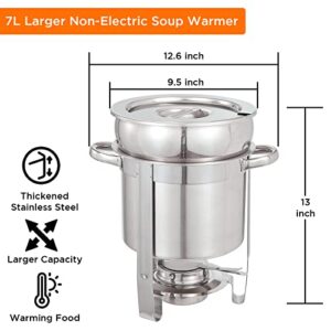 Jollebone Upgraded 2 Pack Soup Chafer, 7 QT Stainless Steel Round Soup Warmer, Soup Chafer with Pot Lid and Fuel Holder for Parties Buffet Wedding Banquets Commercial Grade