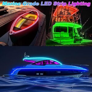 Tendist 50FT LED Boat Lights Strip, IP66 Marine LED Strip Pontoon Boat Light App Control, 12V RGB Waterproof Boat Interior Light, Night Fishing Lighting for Bass Boat, Kayak, Jon Boat, Cabin, Deck