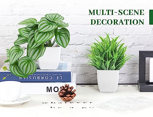 Der Rose Set of 2 Artificial Small Fake Plants for Home Living Room Bathroom Office Decor Aesthetic Indoor