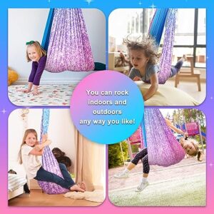 Levligle Sensory Swing for Kids Indoor - Outdoor Double-Layer Hammock Swing Special Needs Sensory Joy Therapy Cuddle Chair with 360° Swivel Hanger Kit Adjustable Swing for Aspergers Autism ADHD Adults