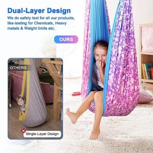 Levligle Sensory Swing for Kids Indoor - Outdoor Double-Layer Hammock Swing Special Needs Sensory Joy Therapy Cuddle Chair with 360° Swivel Hanger Kit Adjustable Swing for Aspergers Autism ADHD Adults