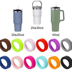 Menetop 2 Pcs Protector Silicone Boot for Stanley Quencher Adventure 40oz&IceFlow 20/30oz, Water Bottle Bottom 7cm Sleeve Cover Compatible with Stanley Tumbler (Avocado Green&Purple)