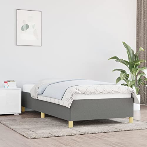 INLIFE Twin XL Bed Frame,Fabric Platform Bed Frame with Wooden Legs Upholstered Twin XL Bed Frame Strong Wooden Slats Support,No Spring Box Needed,Easy to Assemble Dark Gray 39.4"x79.9"x13.8"