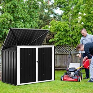 goplus 6' x 3' outdoor storage shed, multi-purpose galvanized steel garden shed with air vent and lockable door, tool storage shed for backyard, patio & lawn