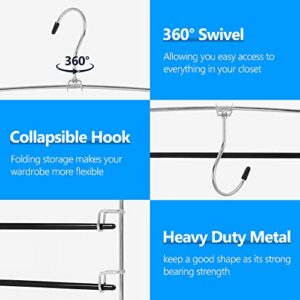 Pants Hangers 3 Pieces,5 Tier Closet Organizers and Storage Clothes Hangers,Hangers Space Saving with Swing Arm,Multiple Metal Hangers Clothes Organization for Pants Trousers Jeans Leggings Slacks