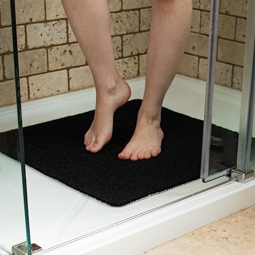 ENKOSI Loofa Shower Mat Non Slip - Shower Mats for Bathroom - Stall Mat - Shower Floor Grips Mat - Shower Matts for Showers Anti Slip - Shower Anti Slip - Stall Mats - PVC Bathroom (Black 24x24)