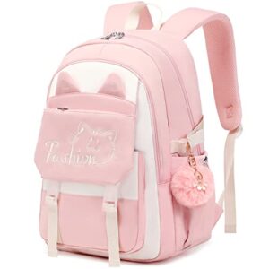 caoroky knight laptop backpacks 15.6 inch cute school bag elementary middle high school college backpack anti theft travel daypack large bookbag for teens girls women students - pink