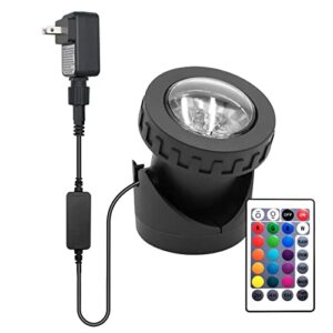 colored pond lights with timer, rgb fountain lights ip68 waterproof pond light, dimmable outdoor landscape lights for fish tank pond fountain garden（1 lights）