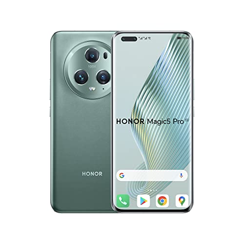 Honor Magic5 Pro 5G 512GB ROM 12GB RAM Smartphone, 6.81" 120Hz Quad-Curved HDR Display, 50MP AI Triple Camera, Dual SIM, Mobile Cell Phone Global EU/UK Model PGT-N19 Mobile Cell Phone (Green)