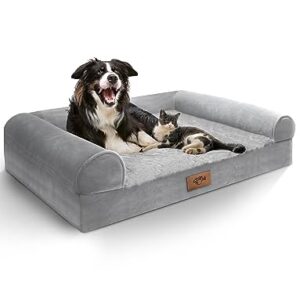 Sytopia Dog Cooling beds chew Proof for Medium Dogs Indestructible Waterproof Washable Dual Side Dog Crate Bed, Dog Couch, Pet Bed with Removable Cover and Nonskid Bottom-Grey L Size