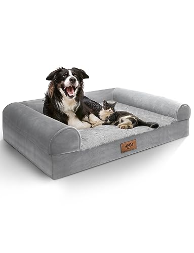 Sytopia Dog Cooling beds chew Proof for Medium Dogs Indestructible Waterproof Washable Dual Side Dog Crate Bed, Dog Couch, Pet Bed with Removable Cover and Nonskid Bottom-Grey L Size