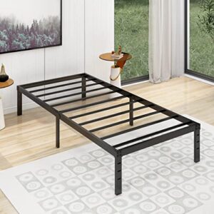 alazyhome twin xl size bed frame 14 inch metal platform bed frame heavy duty steel slats support no box spring needed noise-free easy assembly black