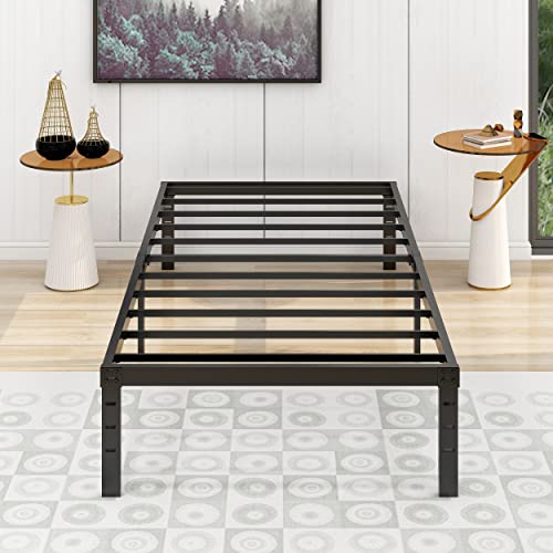 alazyhome Twin XL Size Bed Frame 14 Inch Metal Platform Bed Frame Heavy Duty Steel Slats Support No Box Spring Needed Noise-Free Easy Assembly Black