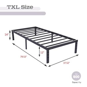 alazyhome Twin XL Size Bed Frame 14 Inch Metal Platform Bed Frame Heavy Duty Steel Slats Support No Box Spring Needed Noise-Free Easy Assembly Black