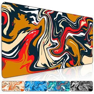 【5 colors 3 sizes】 marbled design fluid pattern large mouse pad gaming giant big desk mat desk pad computer keyboard mousepad with stitched edge for home office work - 31.5" l*11.8" w
