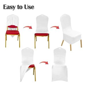 Vencede 10pcs White Stretch Spandex Chair Cover, Chair Covers for Wedding, Universal Fitted Chair Cover Protector for Party, Banquet, Event, Hotel（White 10PCS）