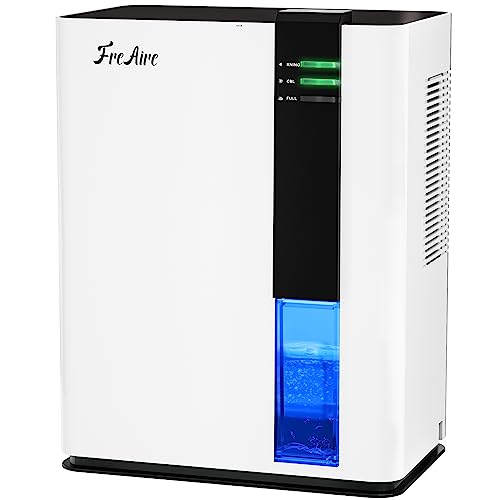 FreAire Dehumidifier for Home, 88 OZ Water Tank, (up to 650 sq.ft) Dehumidifiers for Basement Bathroom Bedroom Closet RV with Auto Shut Off, Colorful Lights