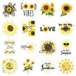 Biostickart Sunflower Stickers, 50PCs Pack, Bright Inspirational Flowers Sticker Decals, Aesthetic Vinyl Stickers, Kids Stickers for Hydroflasks, Waterbottles, Phone Cases, Skateboards, Notebooks, Laptop Decor Stickers for Kids, Toddlers, Teens, Girls (Su