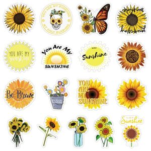 Biostickart Sunflower Stickers, 50PCs Pack, Bright Inspirational Flowers Sticker Decals, Aesthetic Vinyl Stickers, Kids Stickers for Hydroflasks, Waterbottles, Phone Cases, Skateboards, Notebooks, Laptop Decor Stickers for Kids, Toddlers, Teens, Girls (Su