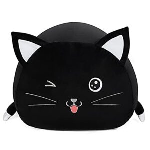 Black Cute Cat Toy Organizers Stuffed Animal Storage Bean Bag Chair for Boys and Girls, Home Game & Recreation Room Kids Furniture Beanbags