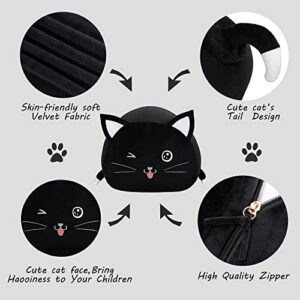 Black Cute Cat Toy Organizers Stuffed Animal Storage Bean Bag Chair for Boys and Girls, Home Game & Recreation Room Kids Furniture Beanbags