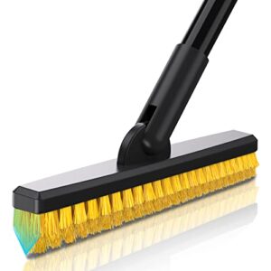 bonpally grout scrub brush with 57" telescopic handle, shower floor brush scrubber with v-shape stiff bristles,grout cleaner brush for cleaning tile,bathroom,kitchen,hard to reach corners areas,yellow