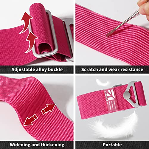 TOOVREN 2-in-1 Travel Belt for Luggage Straps Add a Bag Bungees Luggage Strap Over Handle Suitcases Belt for Carry On Bag Elastic Belt Adjustable Suitcase Strap Airport Travel Accessories Rose