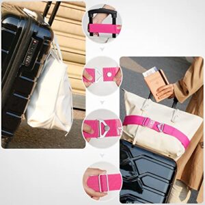 TOOVREN 2-in-1 Travel Belt for Luggage Straps Add a Bag Bungees Luggage Strap Over Handle Suitcases Belt for Carry On Bag Elastic Belt Adjustable Suitcase Strap Airport Travel Accessories Rose