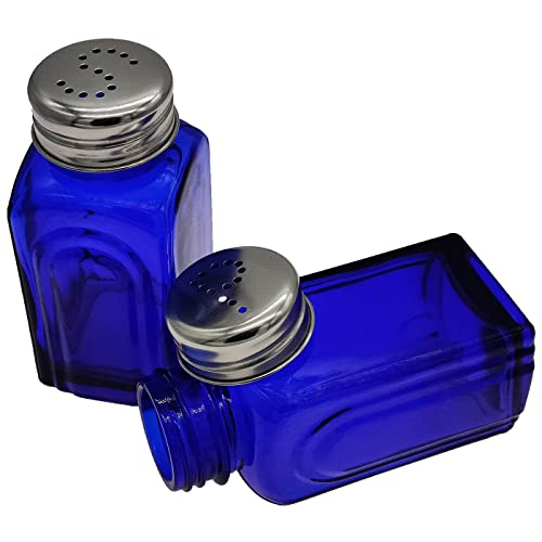 Ritadeshop Retro Glass Salt and Pepper Shakers Cobalt Blue