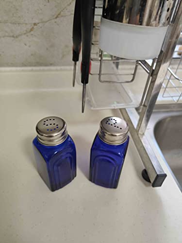 Ritadeshop Retro Glass Salt and Pepper Shakers Cobalt Blue