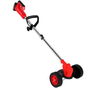 cordless string grass t-rimmer eater with 24v lithium-ion batteries cordless brush cutter grass t-rimmer (red, one size)