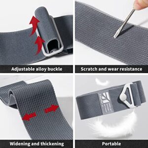 TOOVREN 2-in-1 Luggage Straps Add a Bag Bungees Travel Belt for Luggage Strap Over Handle Travel Belt for Luggage Adjustable with Alloy Buckle Elastic Belt Suitcases Strap Travel Accessories Gray